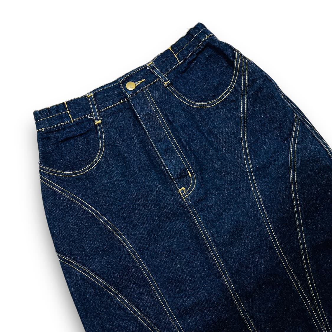 더블 웨스턴 웨이브 스티치 데님 스커트 상품이미지2