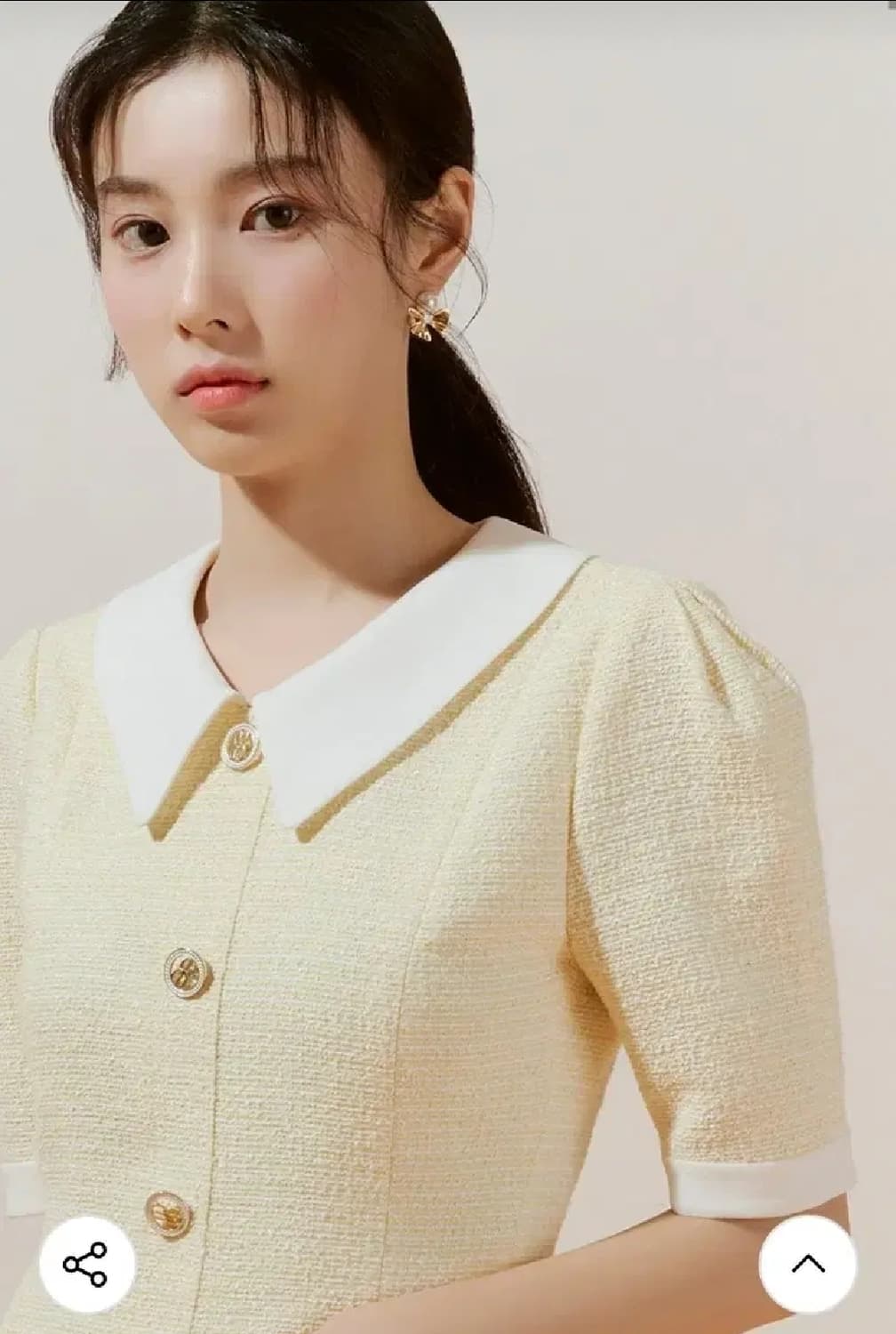 로엠 트위드 배색 카라 원피스 옐로우 M 상품이미지3