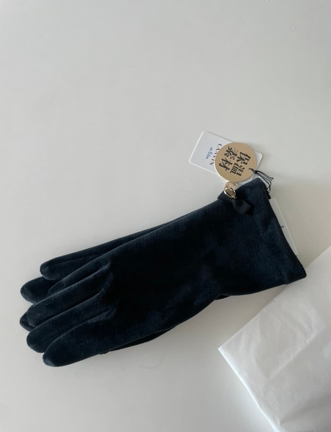 (완전새상품!) 랑방 벨벳 로고 리본장갑 상품이미지3