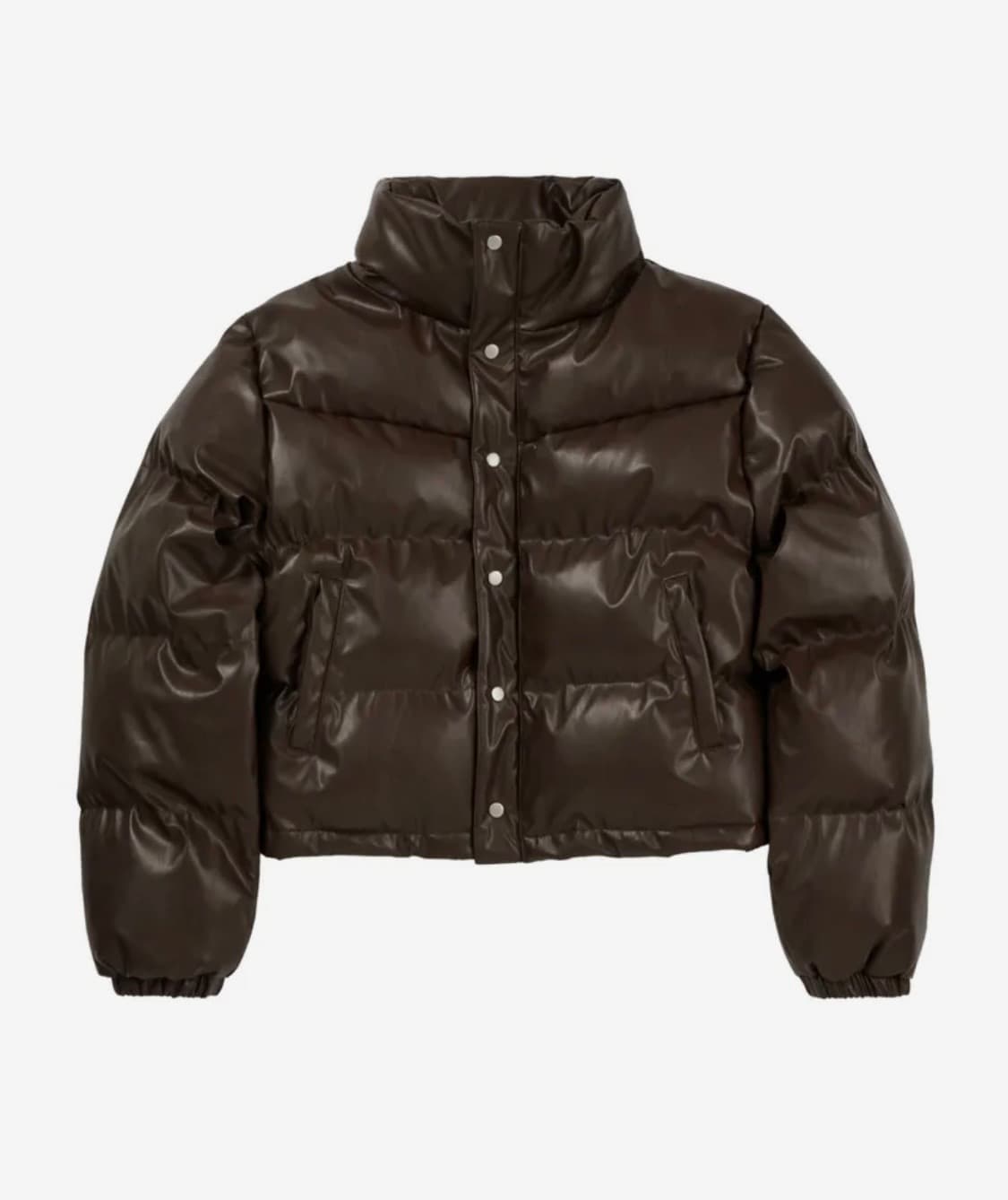 LEATHERY LEATHER PUFFER JACKET [BROWN] 상품이미지1