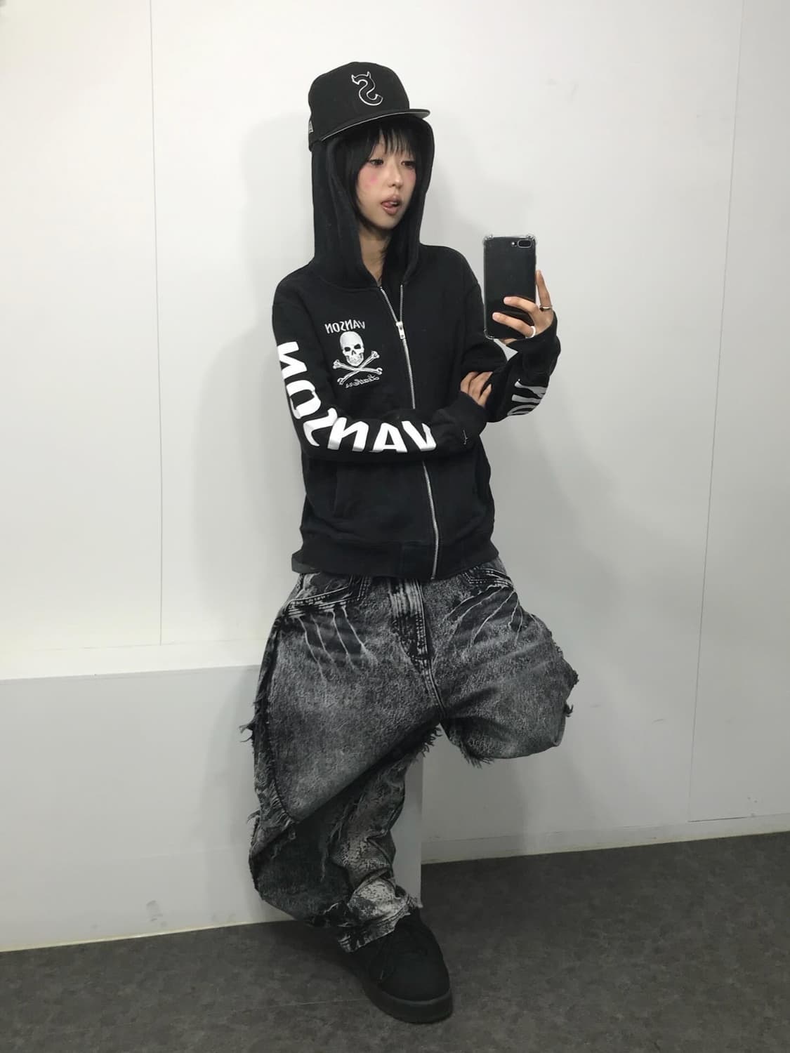 Vanson Skull Printing Hood Zip-Up 상품이미지3