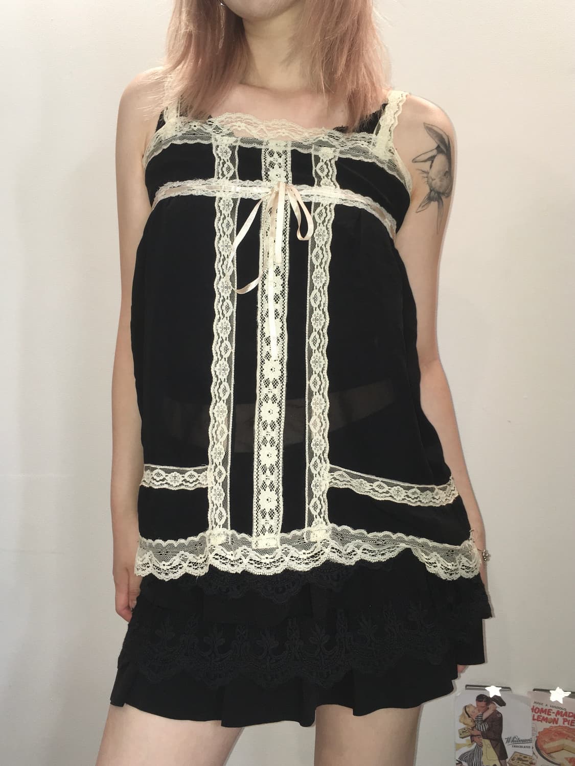 jpn vintage black lace frill sleeveless 상품이미지4