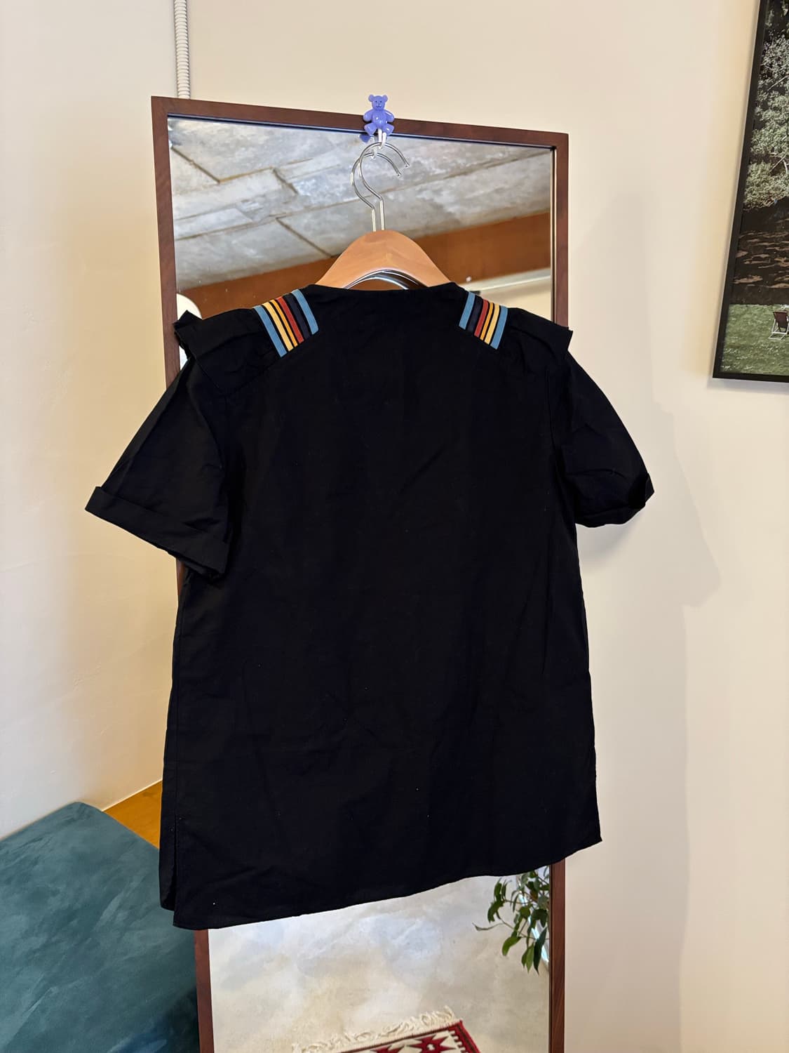 A.P.C. 블랙 스트라이프 반팔 블라우스 상품이미지3