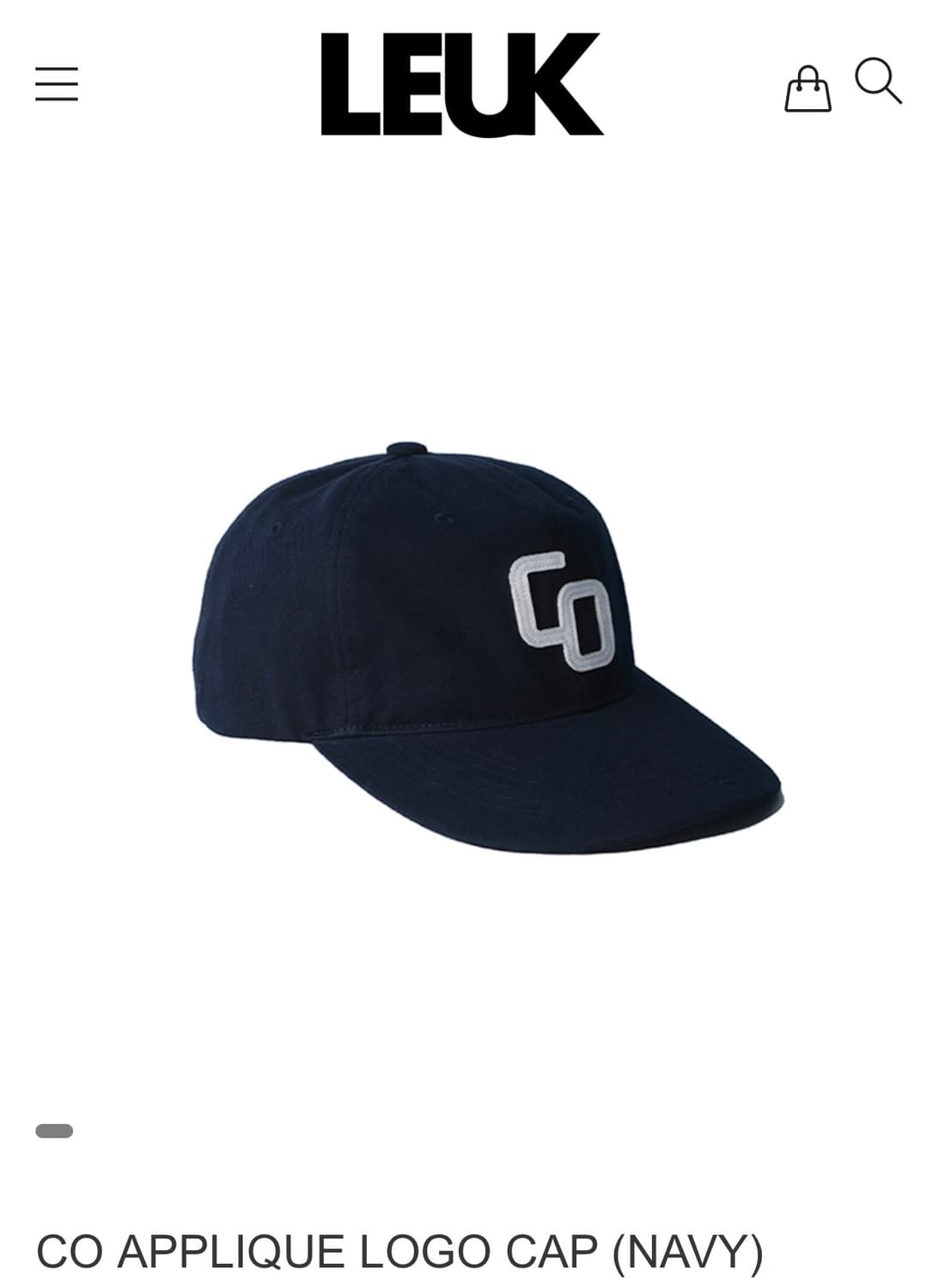 Leuk 루크 CO APPLIQUE LOGO CAP (NAVY) 상품이미지1
