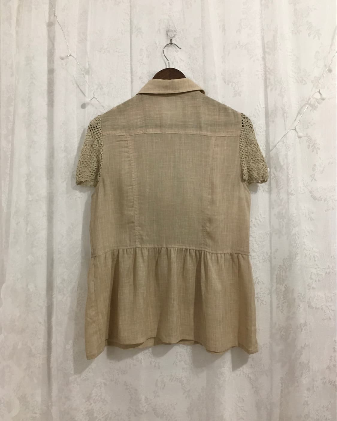 JPN beige triacetate blend crochet top 상품이미지7