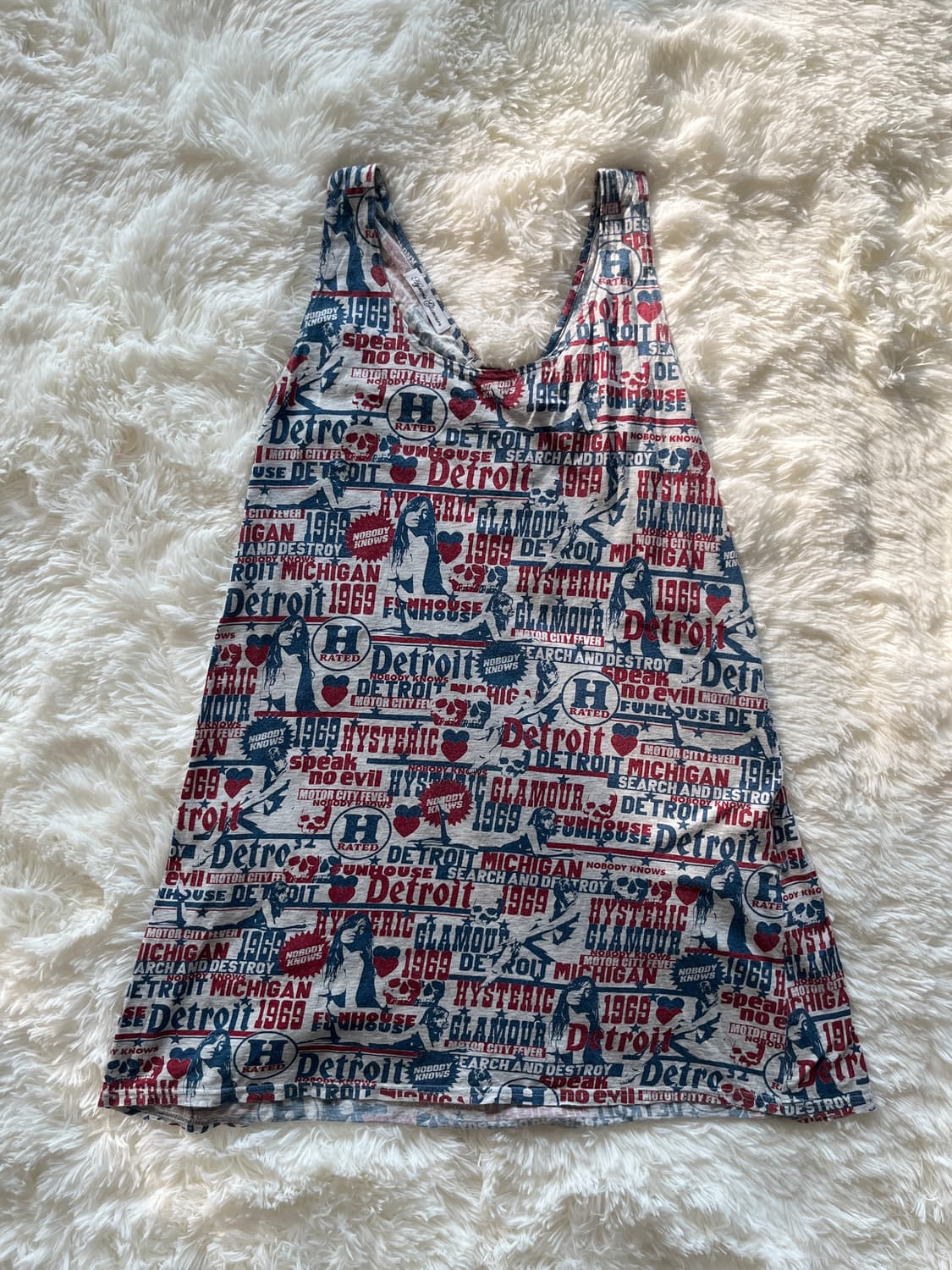 히스테릭 글래머 디트로이드 올오버 로고 그래픽 백스트링 셔링 원피스 상품이미지2