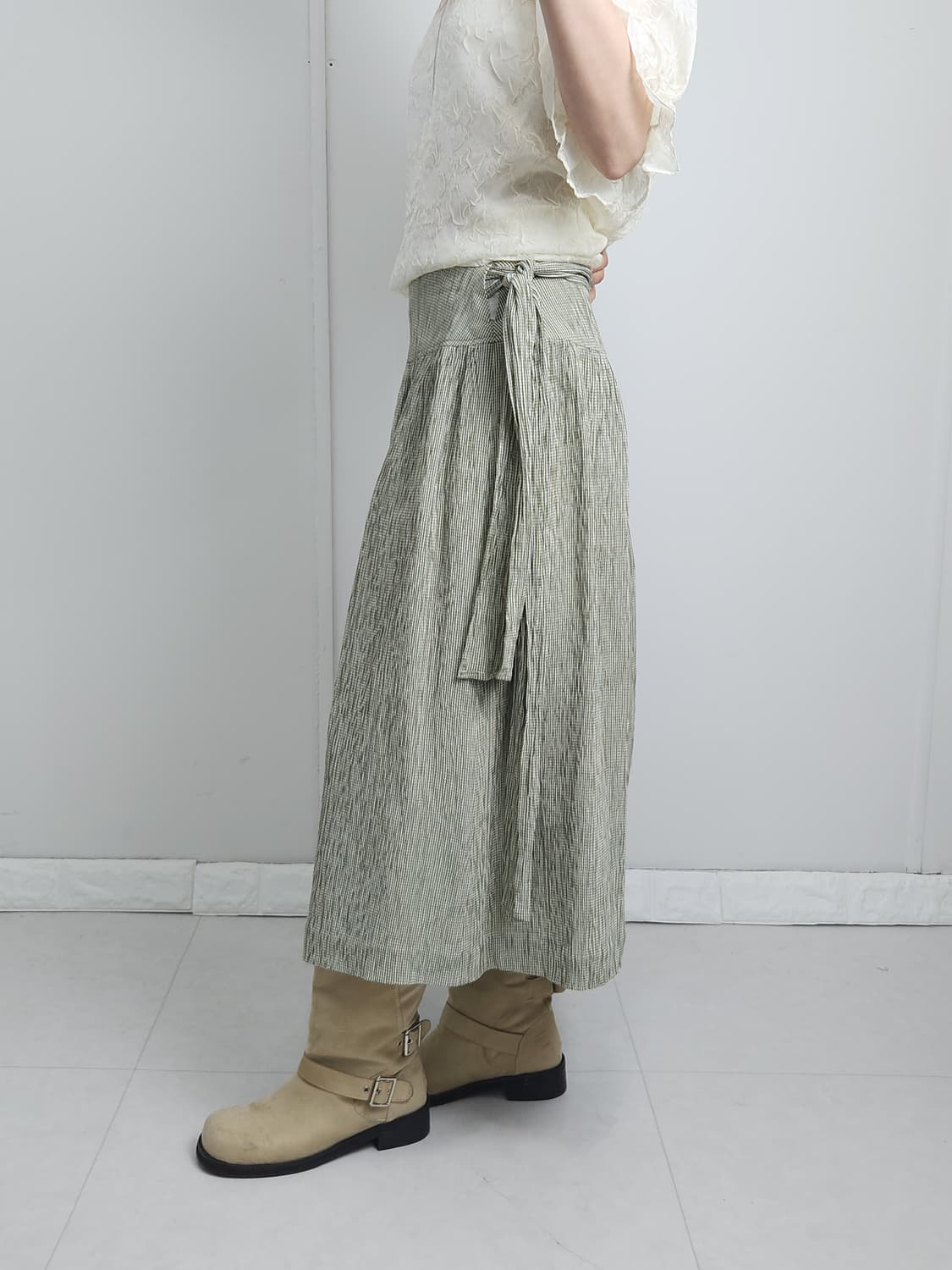 잔체크 랩 롱 스커트 상품이미지4