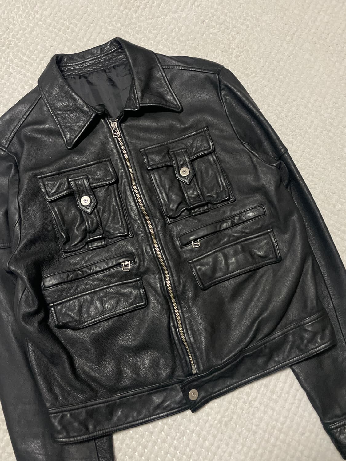 광희시장 웨스턴 무드 카우하이드 소가죽 포켓 레더 자켓 상품이미지7