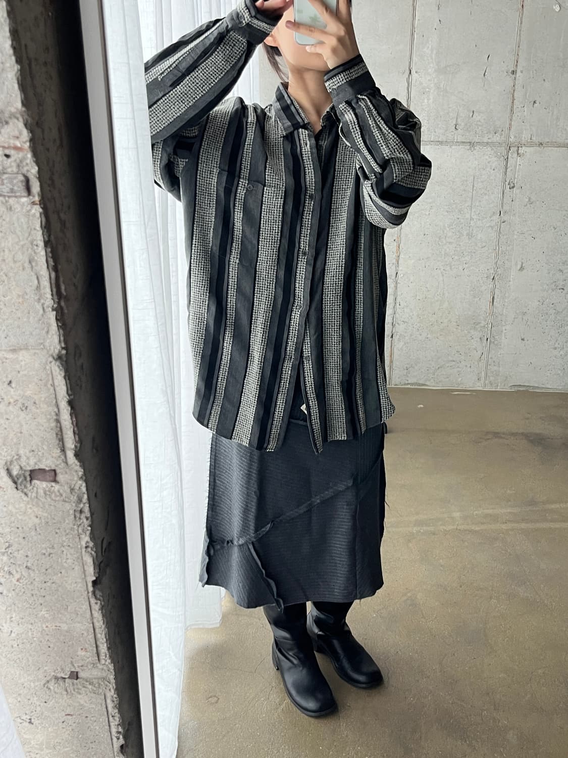 Cesare paciotti 울 트위드 스트라이프 셔츠 상품이미지6