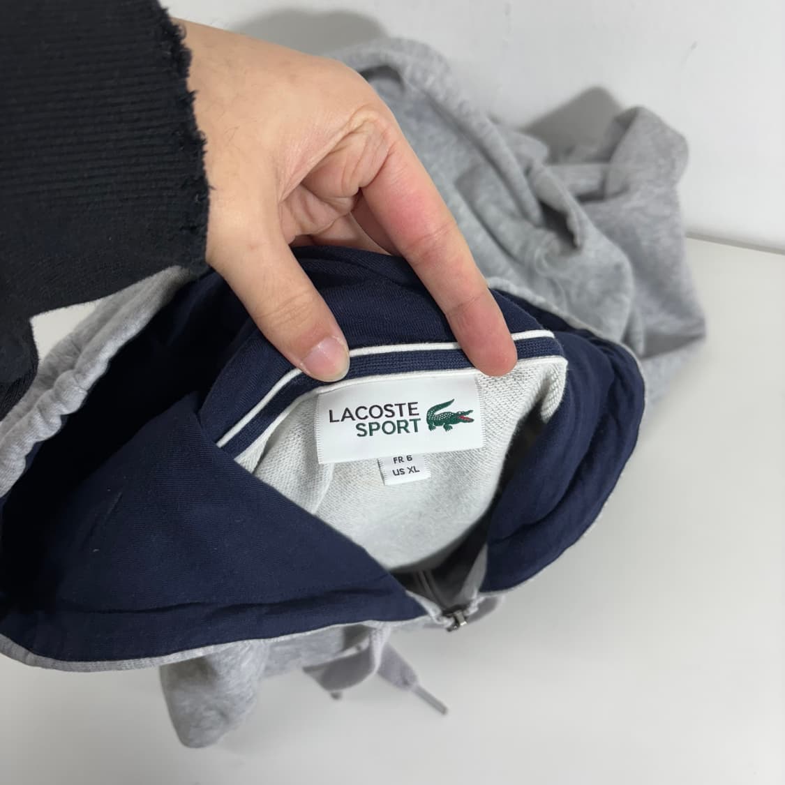 XL 라코스테 그레이 스몰로고 후드집업 상품이미지5