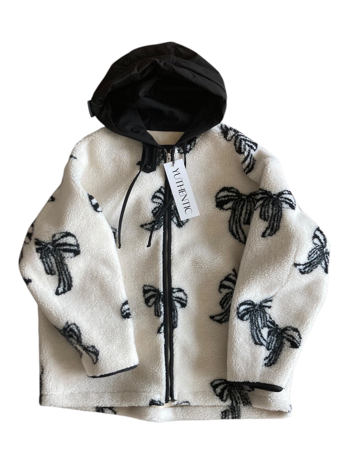 유센틱 리본 플리스 후드 집업 상품이미지2