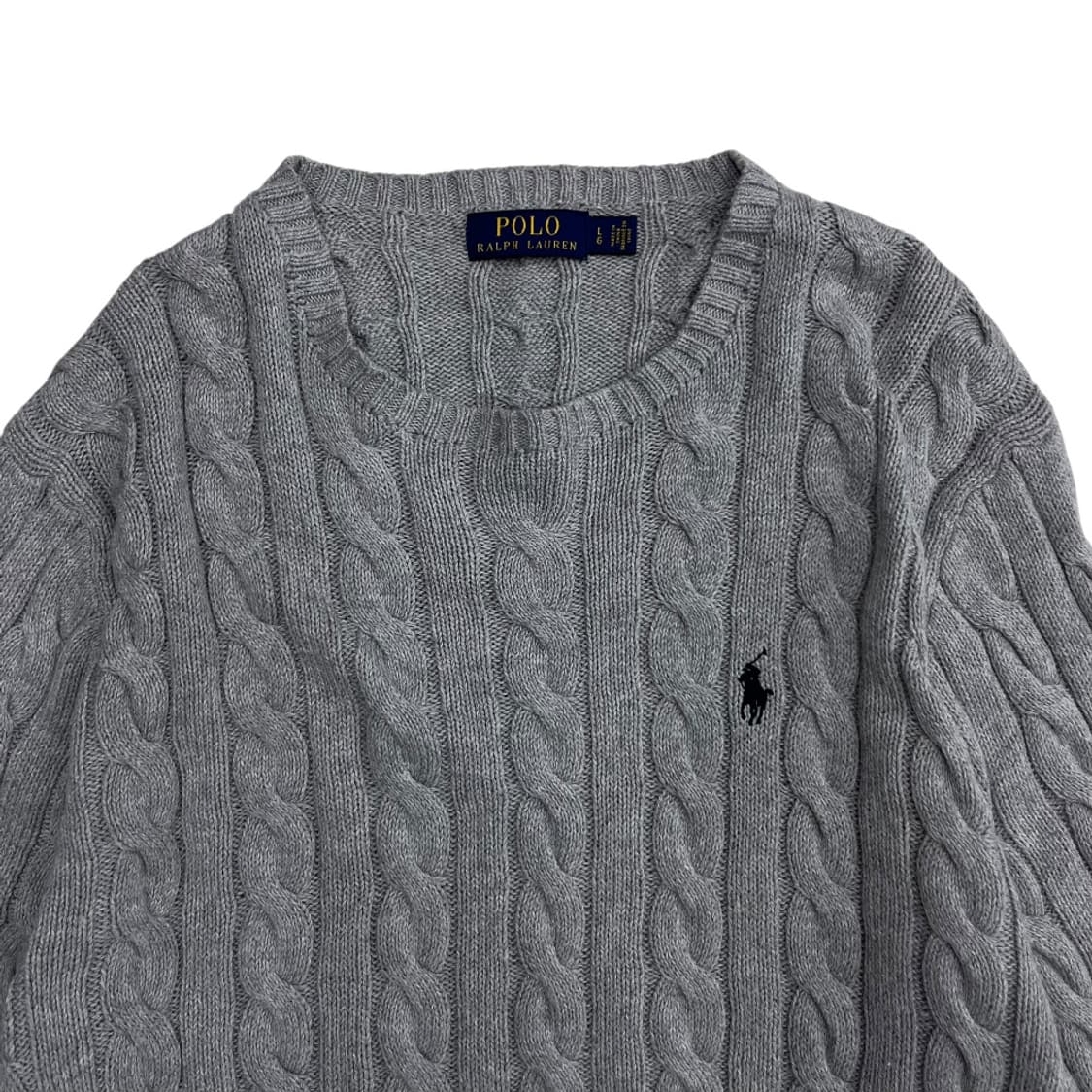 폴로 랄프로렌 네이비포니 그레이 꽈배기 니트 L 상품이미지4