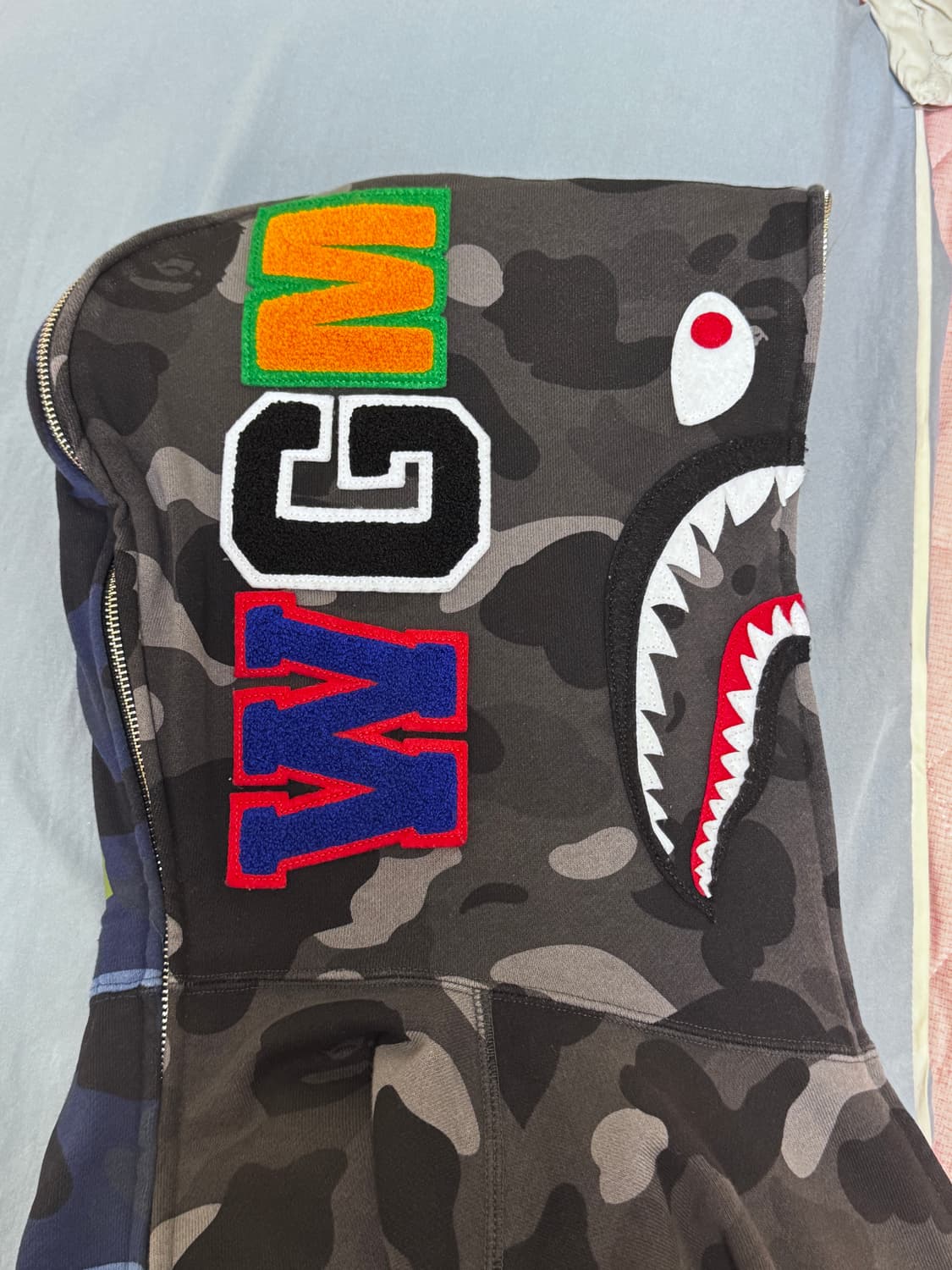 베이프 카모 세퍼레이트 샤크 후드 집업 블랙 네이비 M 상품이미지3