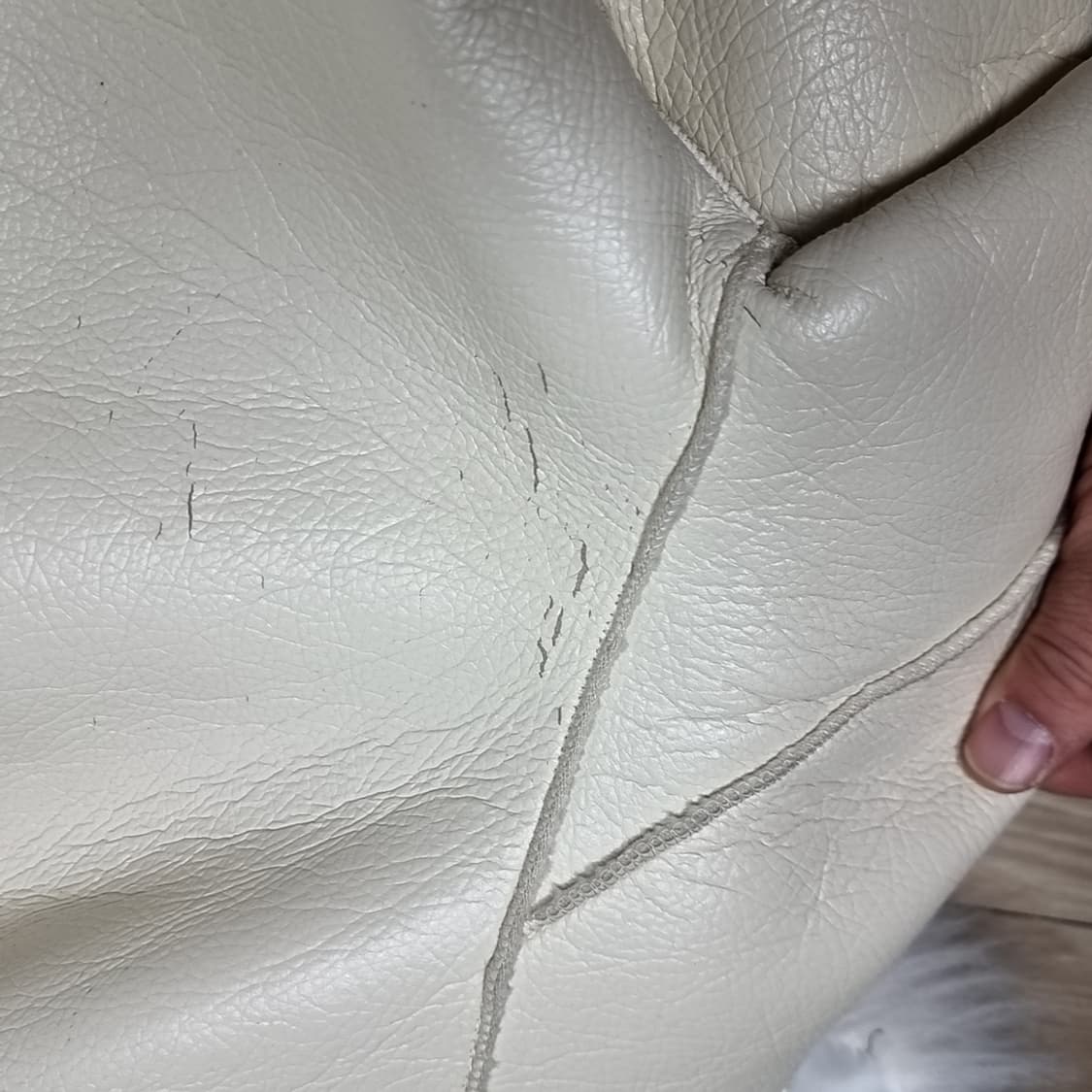 아이보리 무스탕 롱 코트 후드 퍼(m) 상품이미지5