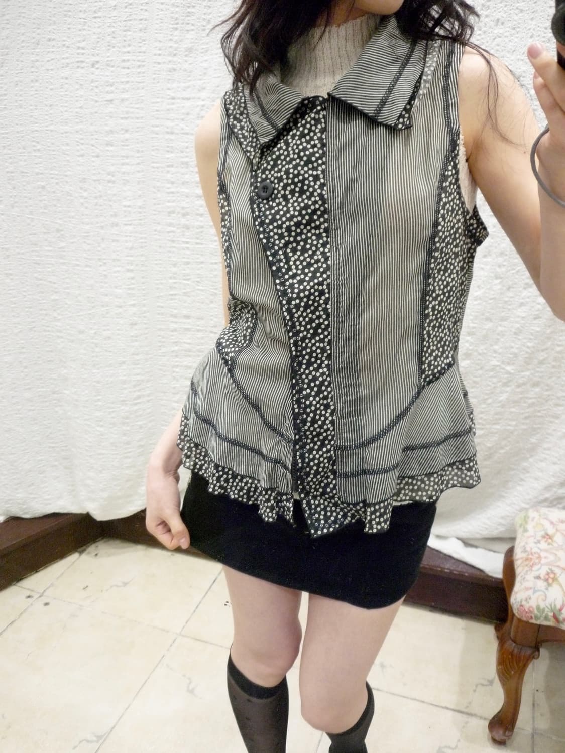 Dot frill summer vest 상품이미지1