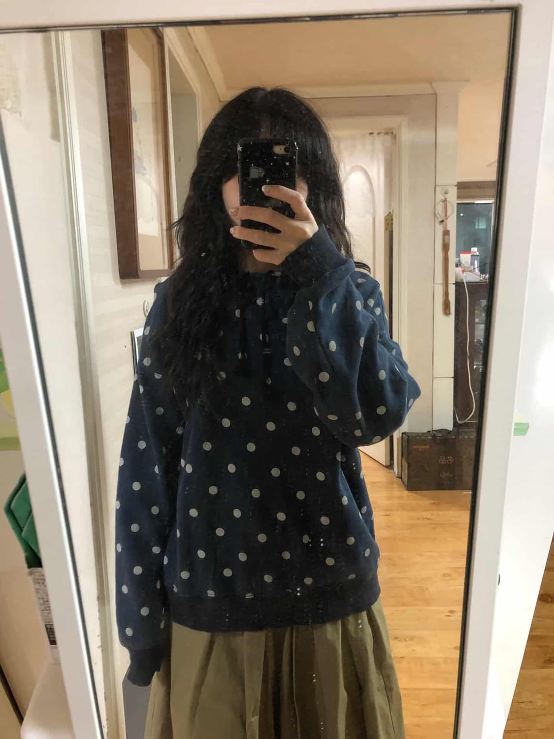 땡땡이 네이비 후드 상품이미지2