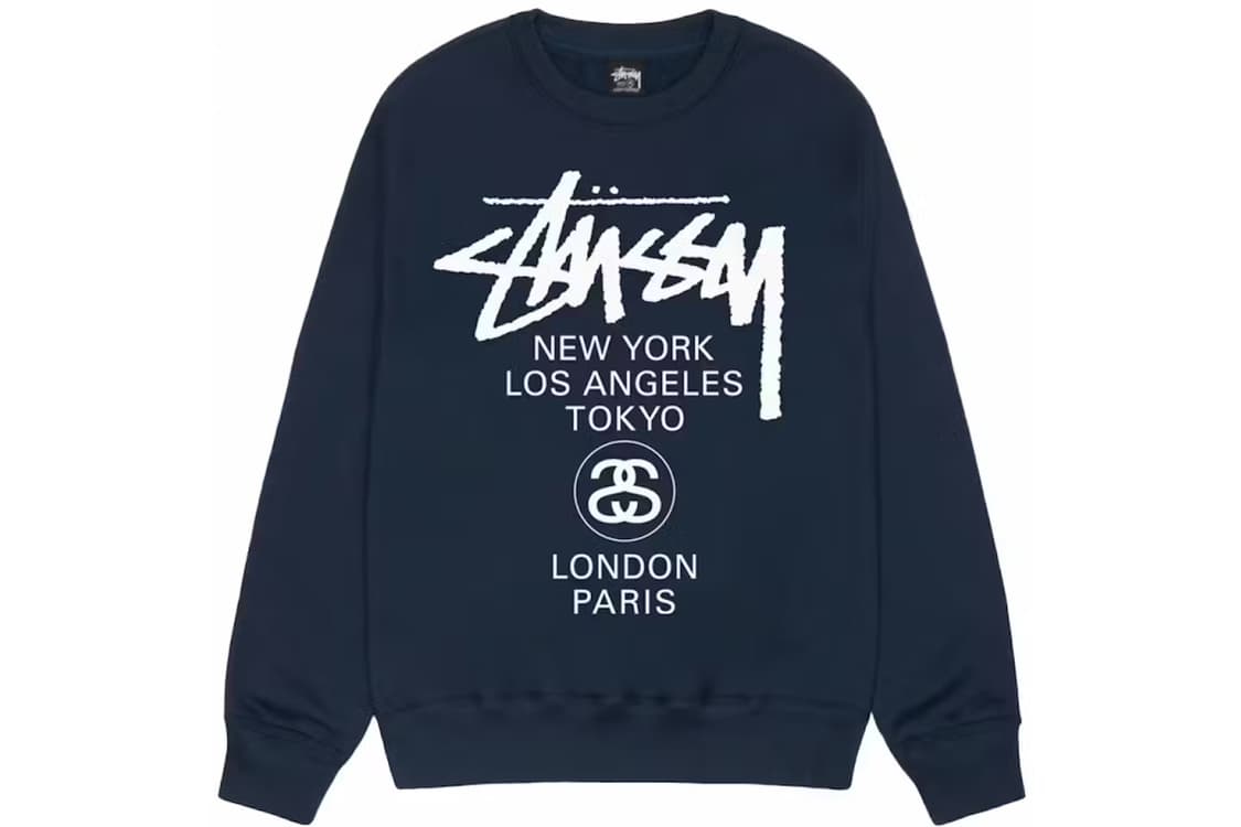 스투시 월드투어 맨투맨 네이비 L 상품이미지1