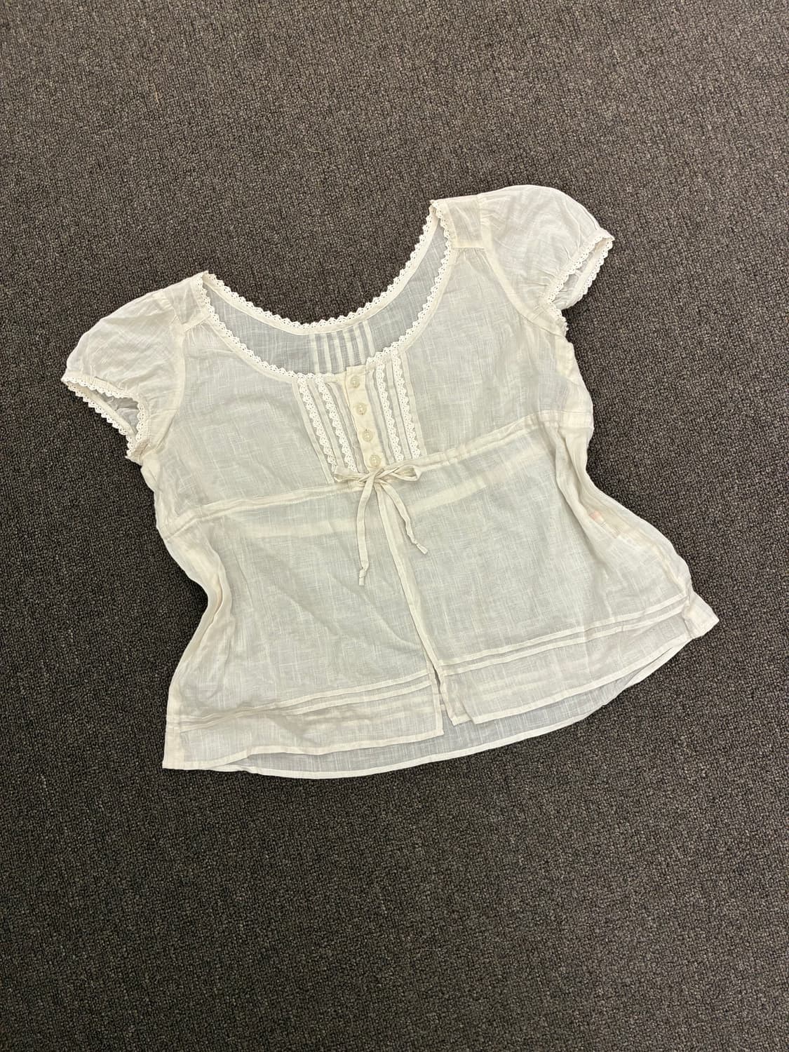 38)Japanese vintage 여성 레이스 디테일 반팔 블라우스 상품이미지2