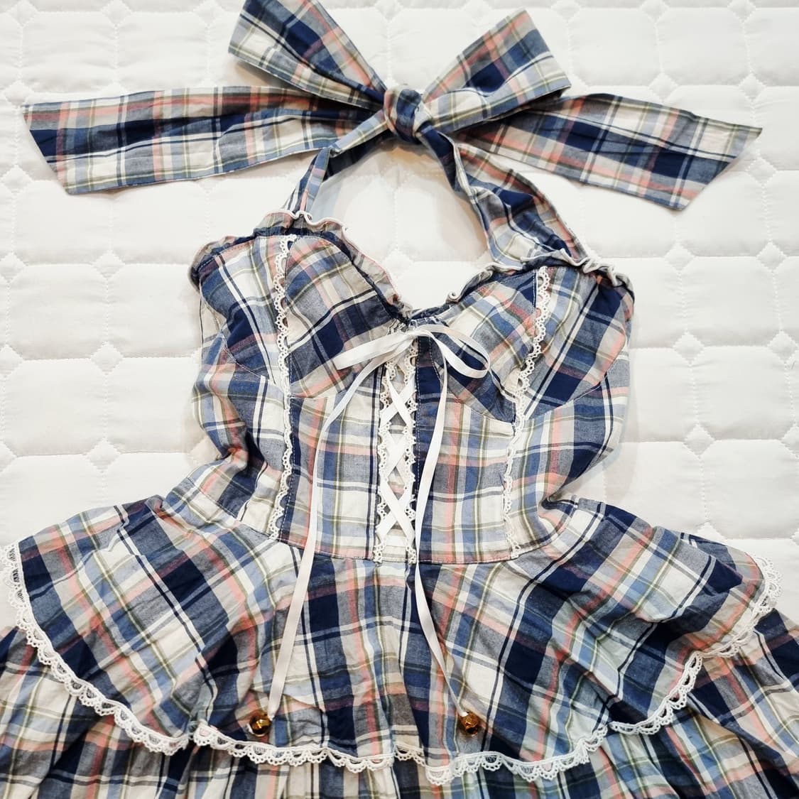 LIZ LISA 리즈리사 체크 홀터넥 레이스 원피스 상품이미지3