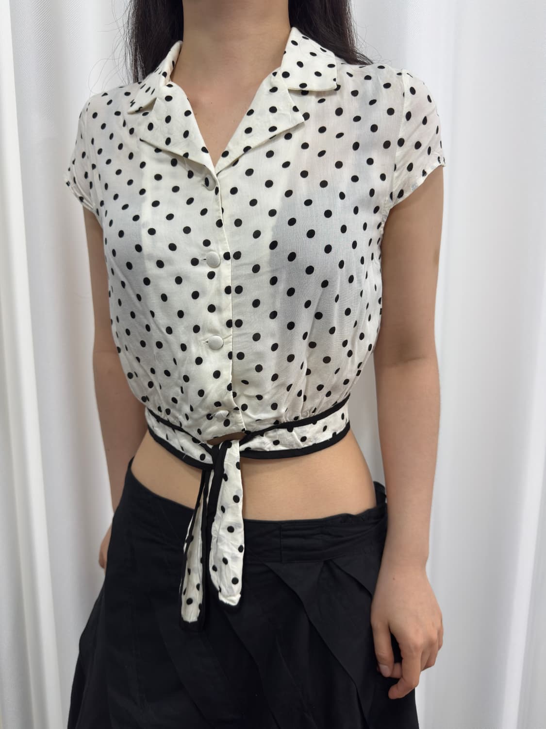 ozoc dot crop blouse 상품이미지2