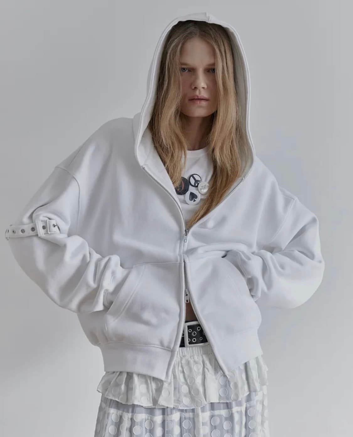 데어드 백스터드 후드집업 화이트 상품이미지1