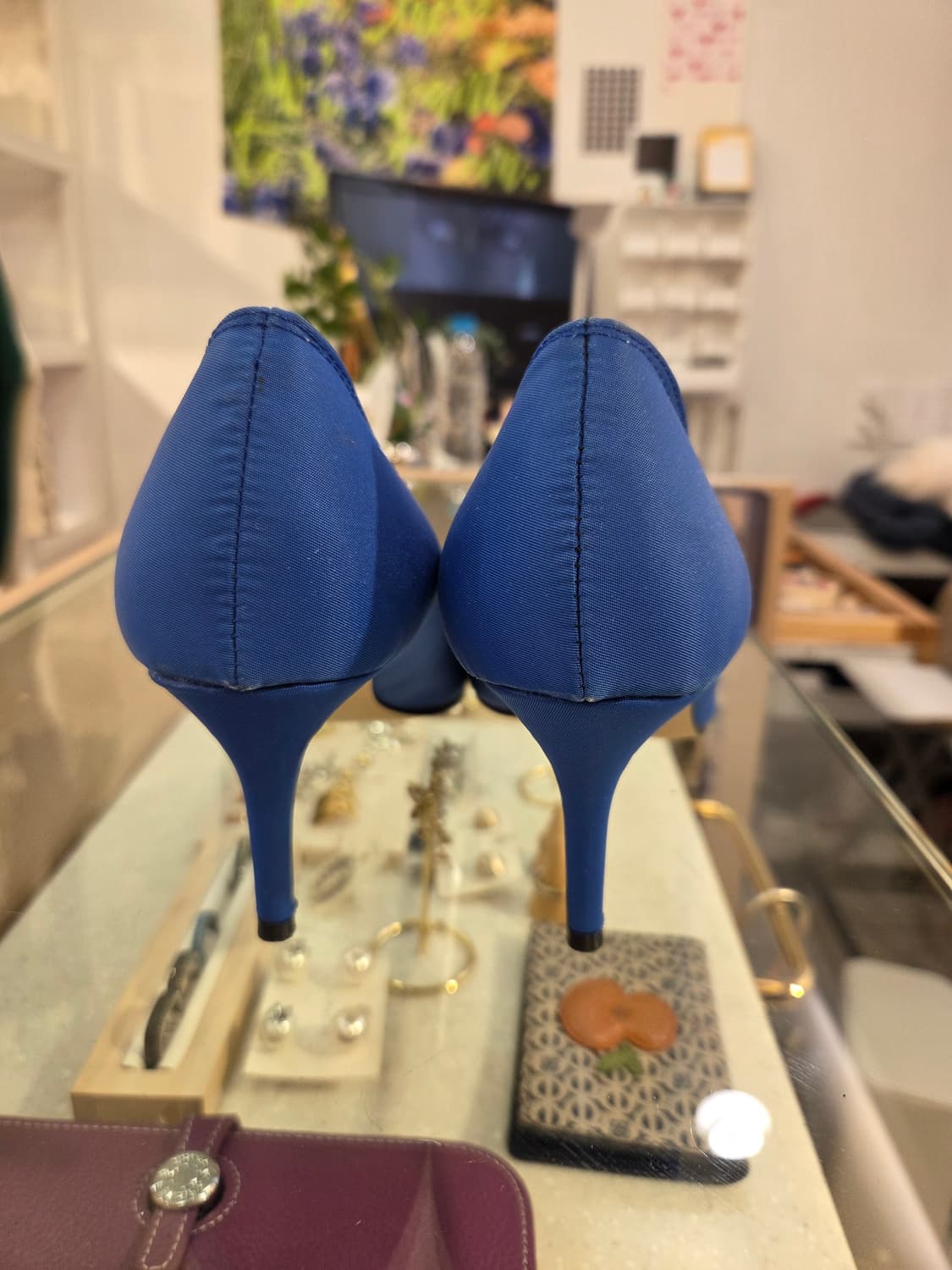 블루 새틴 큐빅 펌프스 상품이미지3