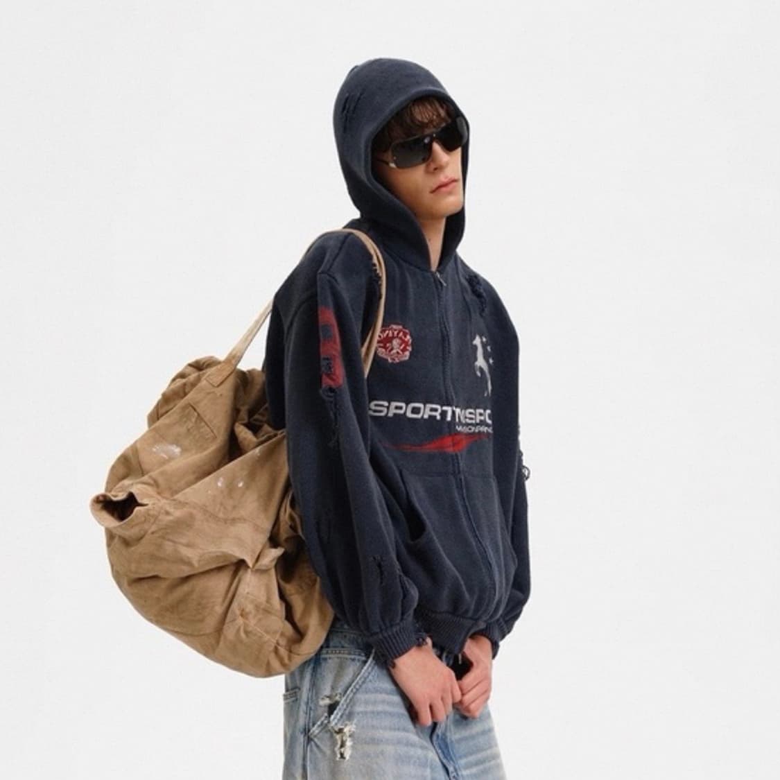 (새상품)메종프린스 MASONPRINCE 빈티지 빅포니 후드집업 상품이미지2