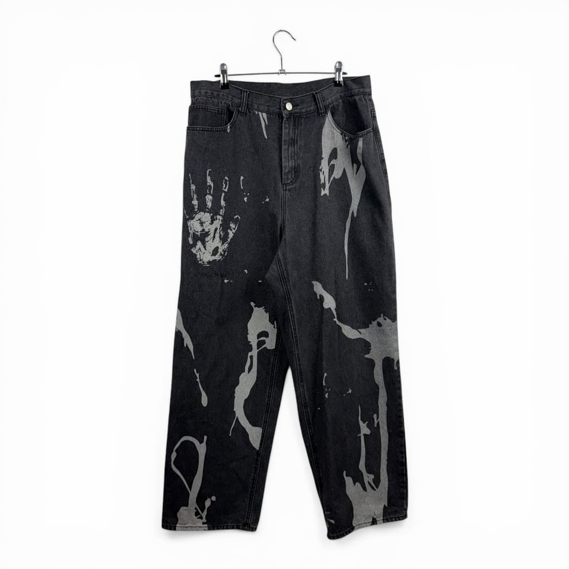 (L) 낫포너드 핸드 루즈 와이드 데님 팬츠 블랙 상품이미지1