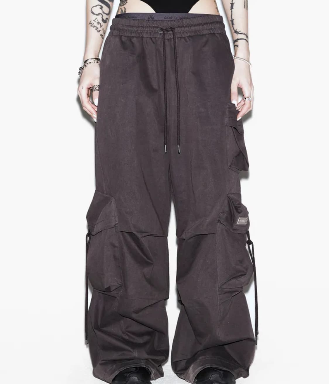 SOLID POCKET WIDE BANDING PANTS DARK GRE 상품이미지1