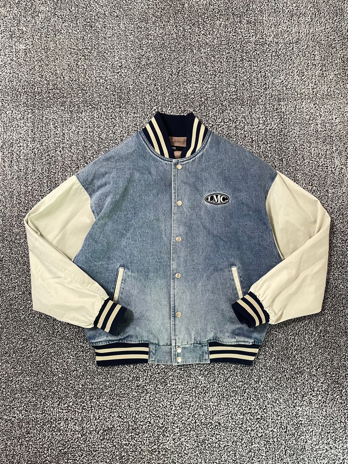 빈티지9. LMC 데님 배색 바시티 베이스볼 스타디움 자켓 점퍼 상품이미지1
