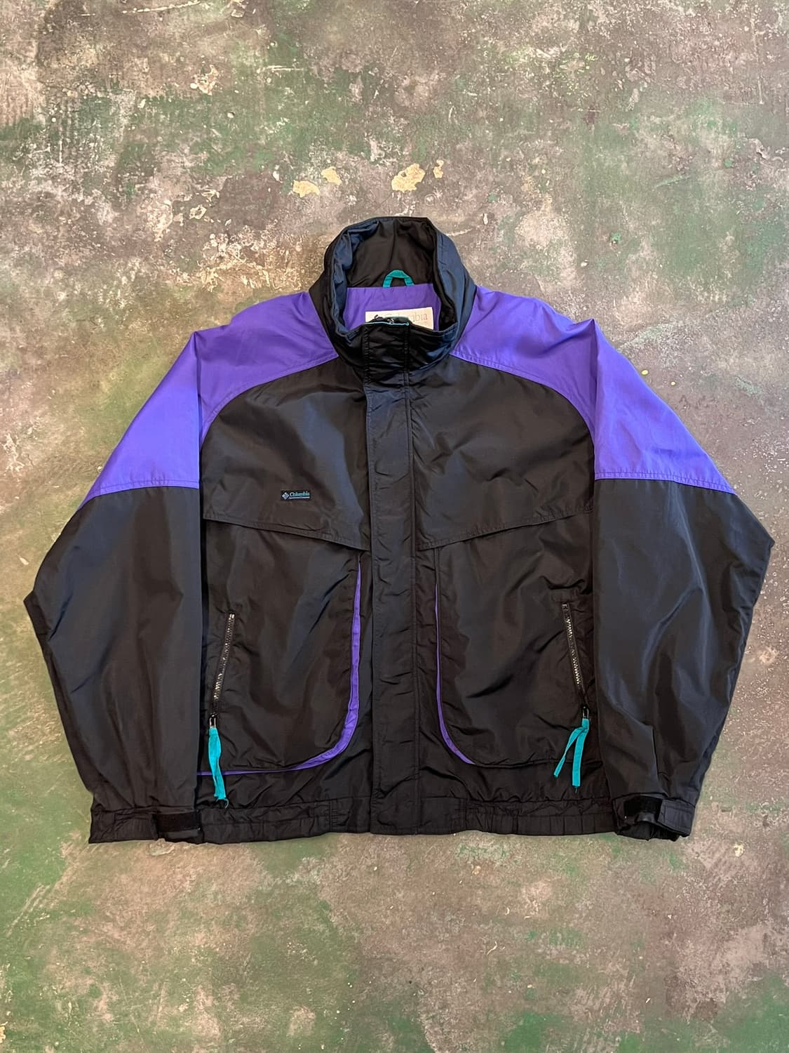 90's [XL] 올드 콜롬비아 컬러블록 바람막이 나일론 쉘 빈티지 자켓 상품이미지1