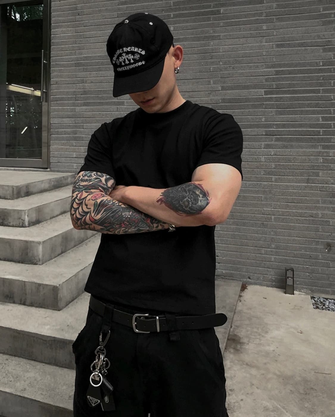 낫셀러 자체제작 크롭 머슬핏 반팔티 블랙 상품이미지1