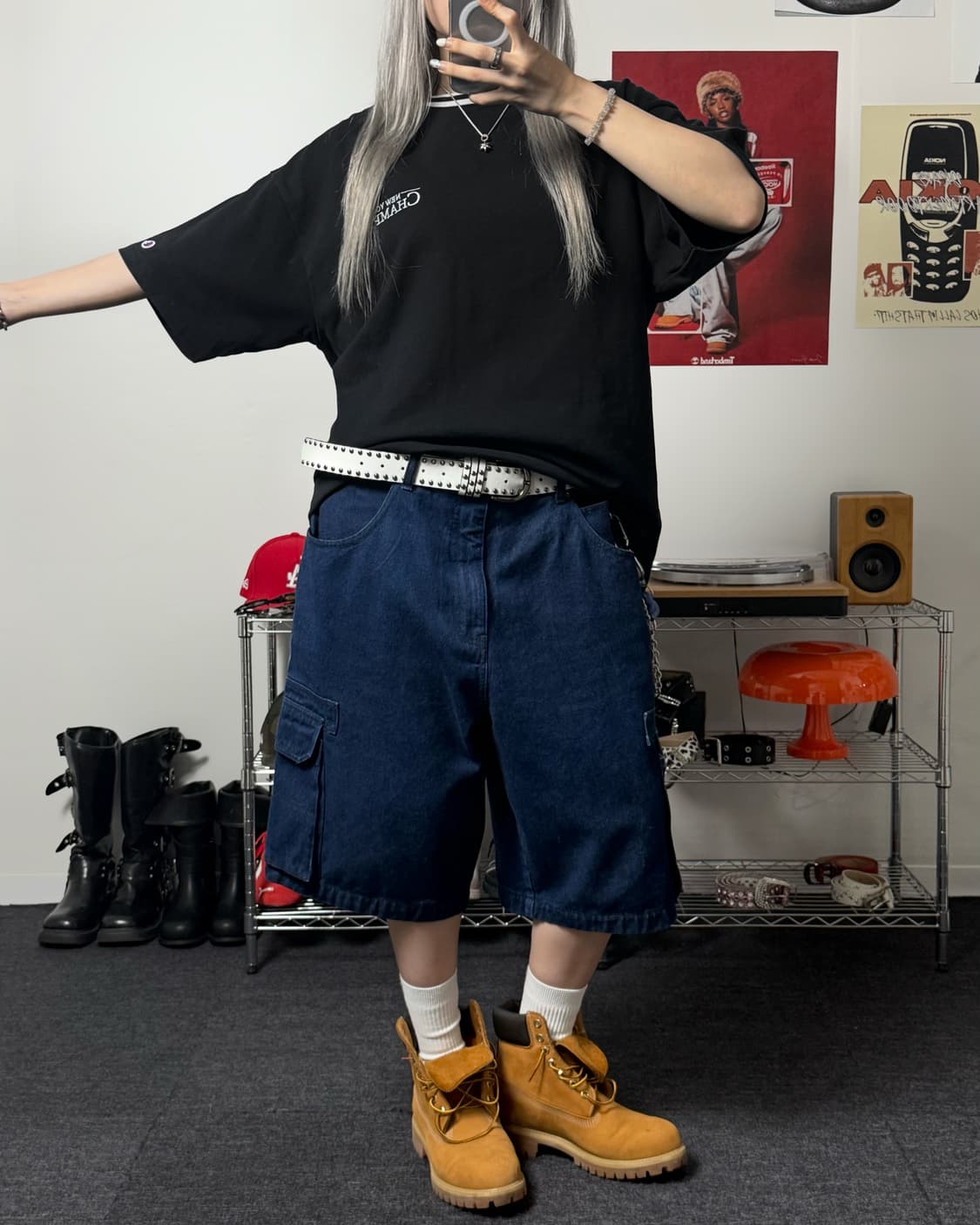 챔피온 재팬라인 00s 블랙 헤비 티셔츠 상품이미지3