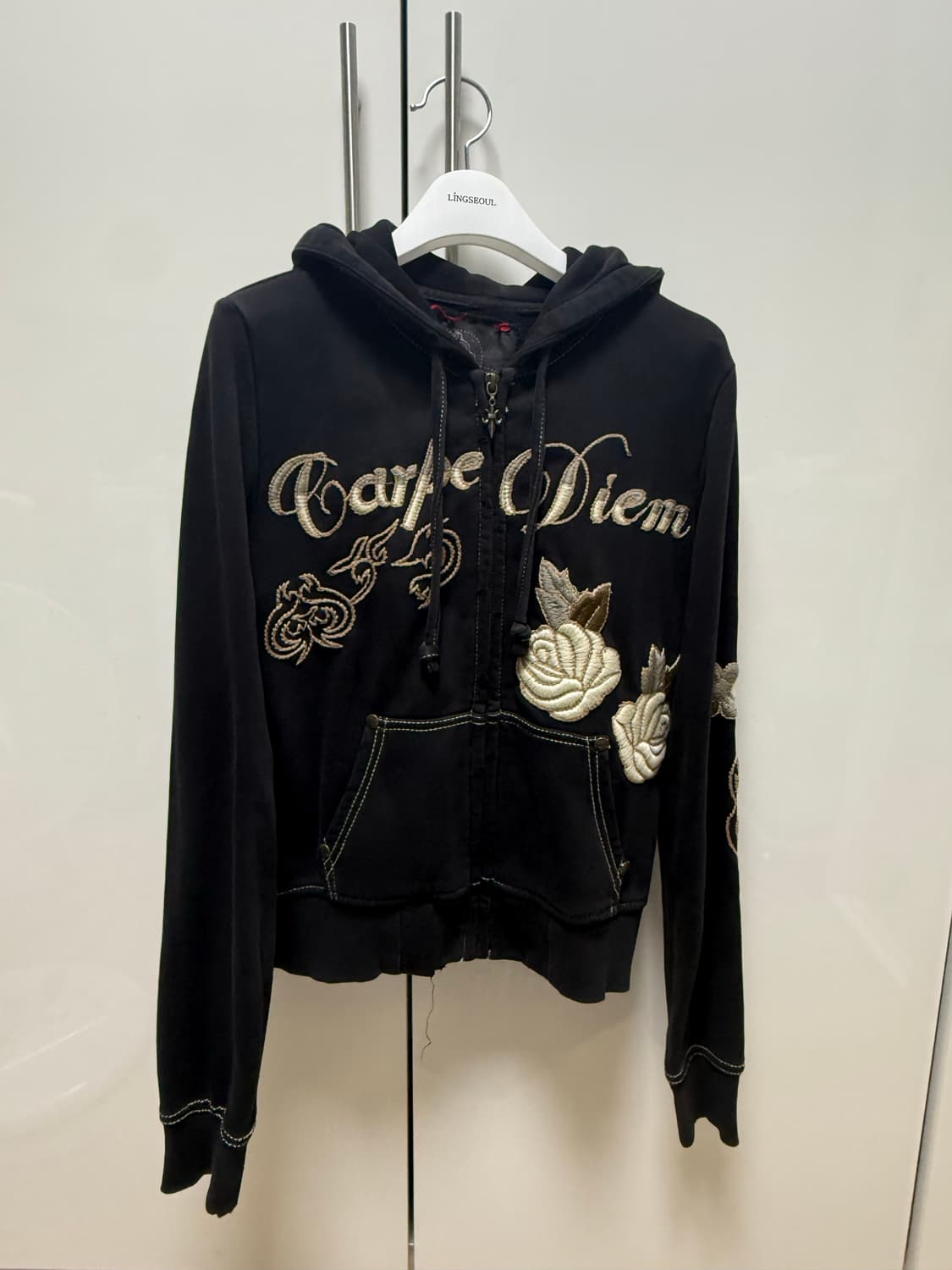 빈티지 자수 후드집업 상품이미지1