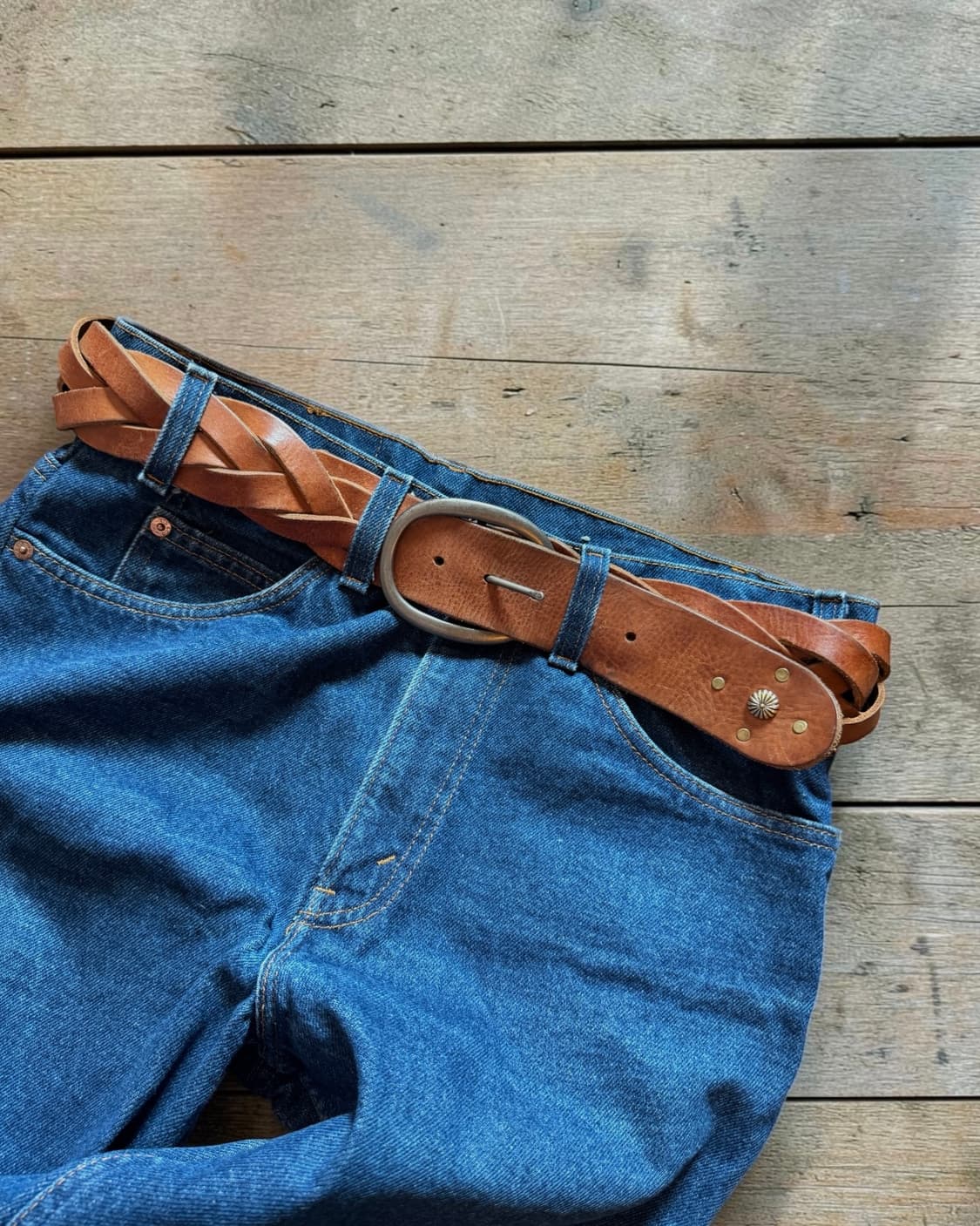 American Eagle 가죽 위빙 콘초 렌저 웨스턴 벨트 상품이미지1