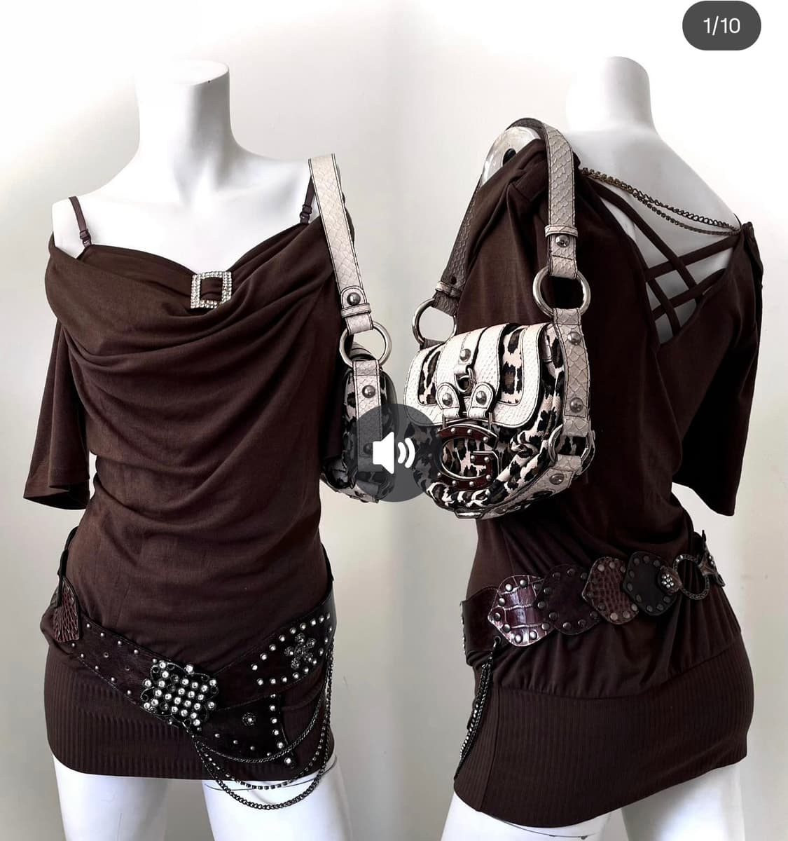 오네갸루 브라운 원피스 상품이미지1