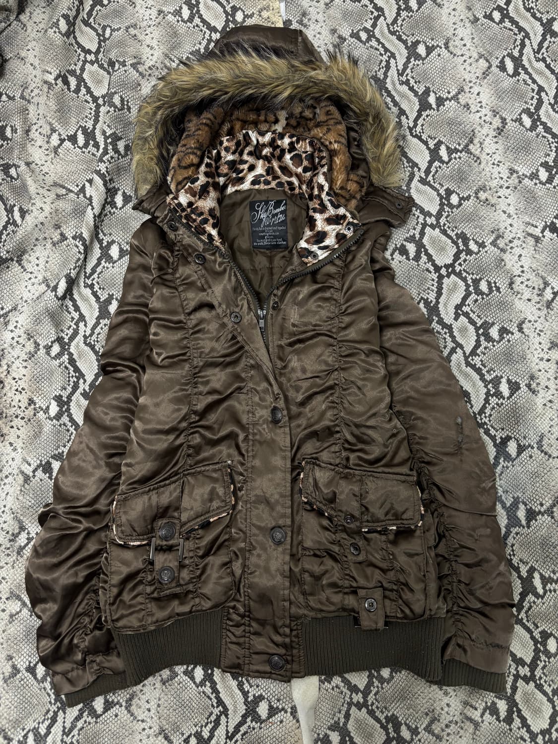 [GAL]00‘s Rare Design Shirring Leopard F 상품이미지1