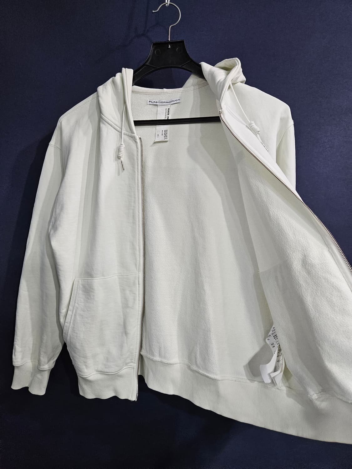 플라스틱 프로덕트 화이트컬러 남성 오버핏 90~95 후드집업  상품이미지8