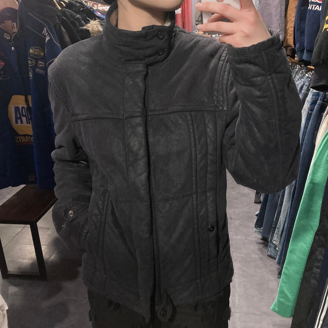 [IM] 아르마니익스체인지 AIX 양털 레더자켓 그레이 상품이미지3