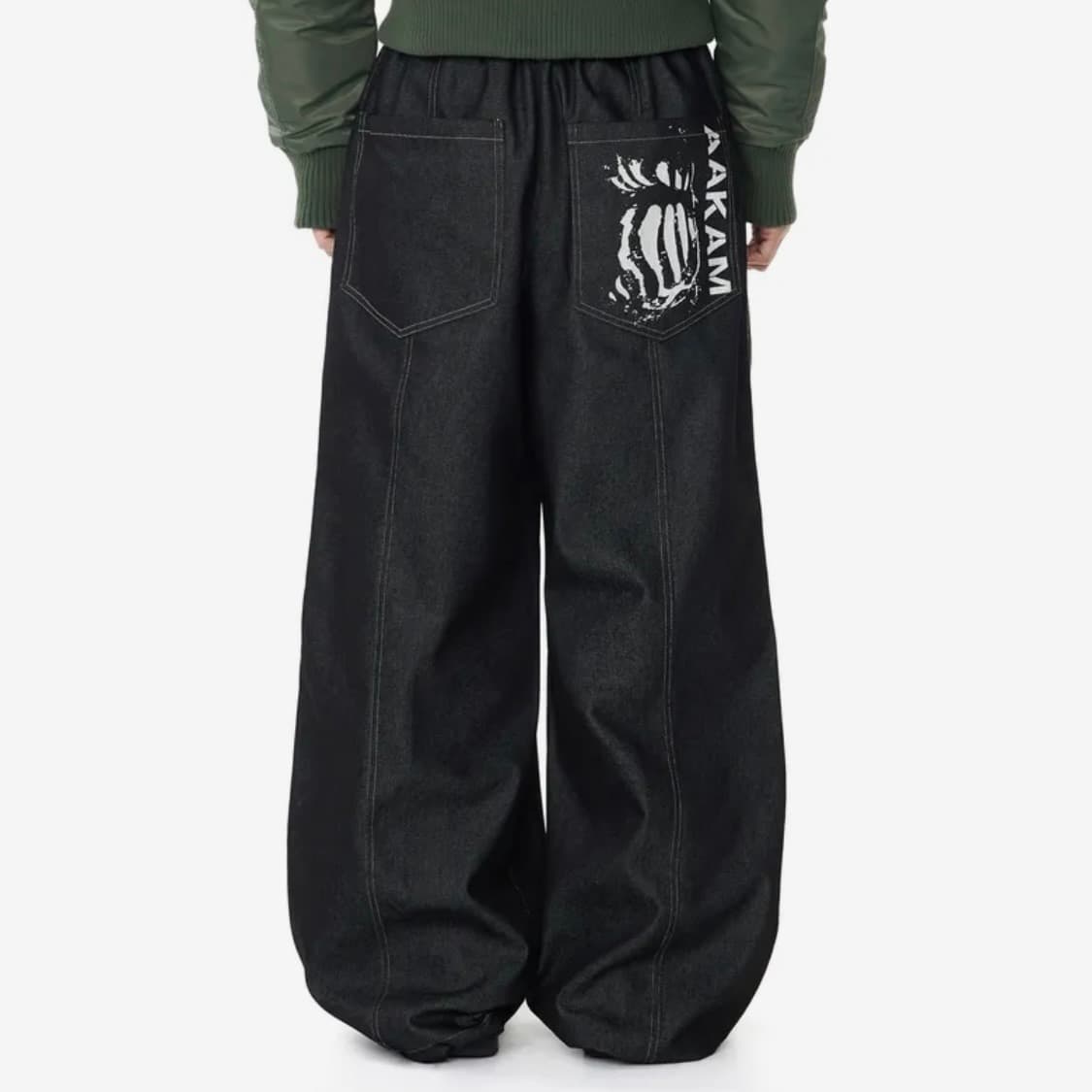 아캄 Knee Pin-tuck Printed Denim Pants 1 상품이미지1