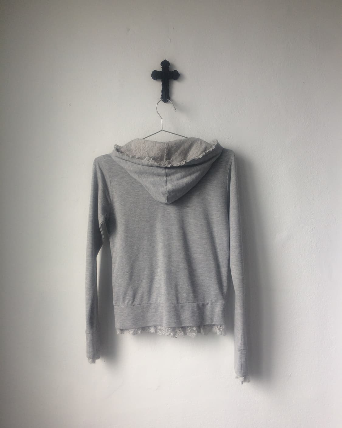 Lace trimming hood zip up 상품이미지3