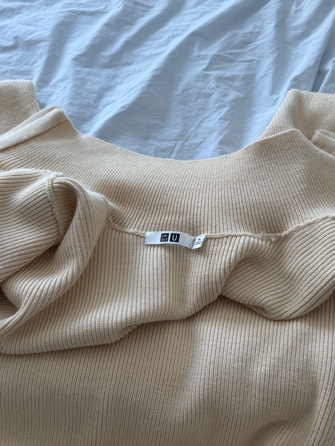 유니클로U메리노블렌드립풀짚스웨터 내츄럴 443495 상품이미지4