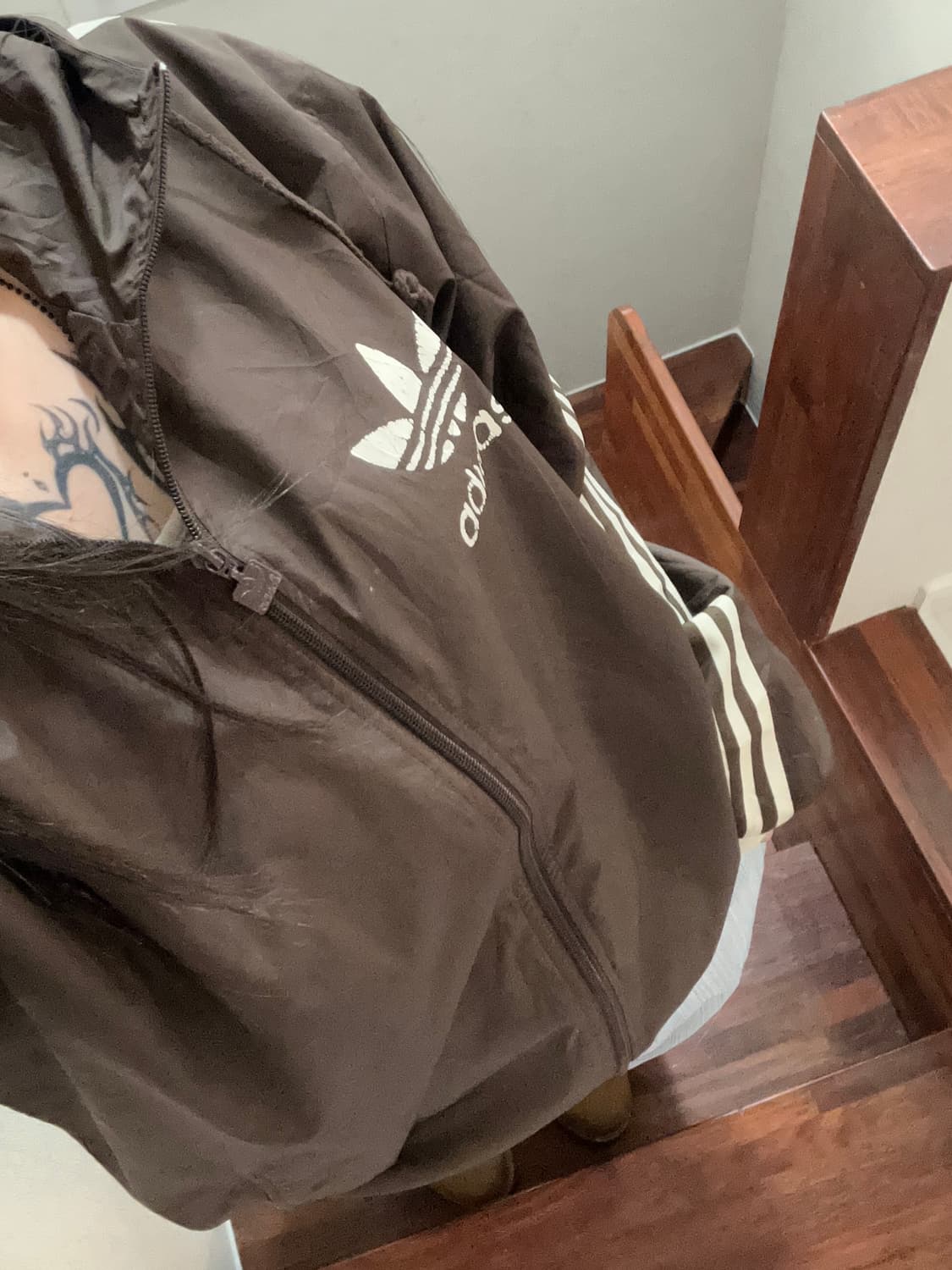 90s ADIDAS 초코브라운 후드 윈드브레이커 상품이미지4