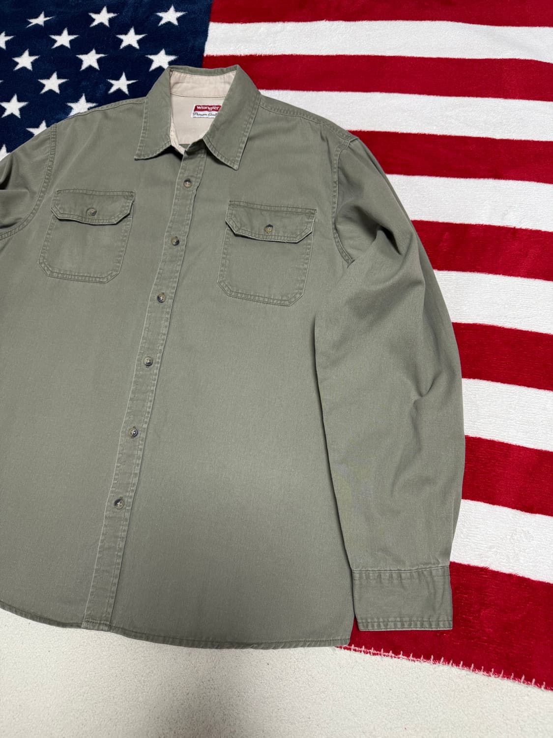 랭글러워크셔츠 Wrangler work shirt 빈티지워크셔츠올리브그린 상품이미지2