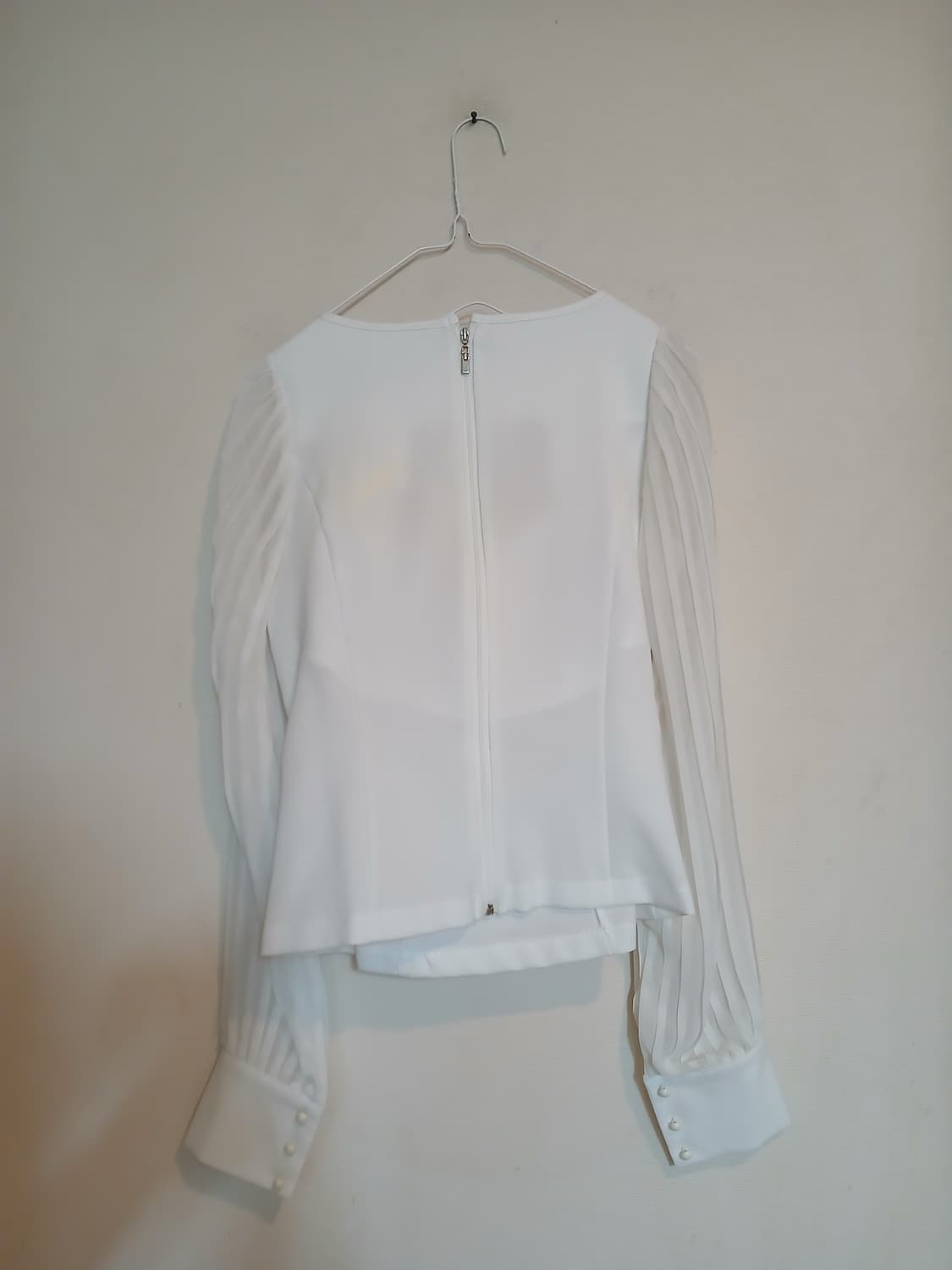 시스루 셔링 트임 캡 시폰 퍼프 블라우스 정장 셔츠 남방 섹시 파티 홀복 상품이미지5