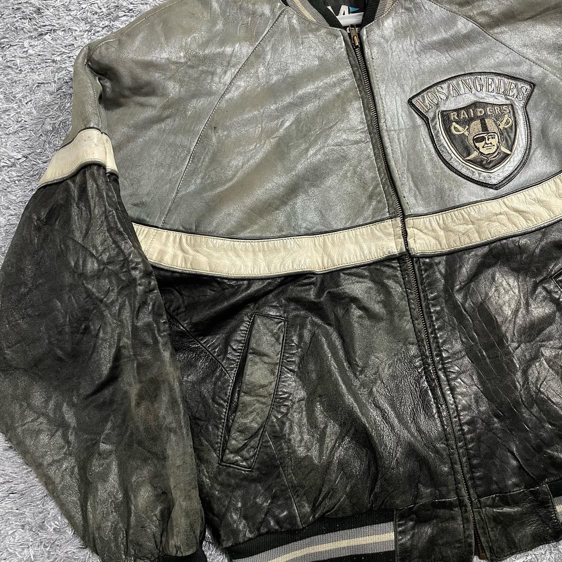 1990s 로스엔젤레스 Raiders 레더 블루종 상품이미지3