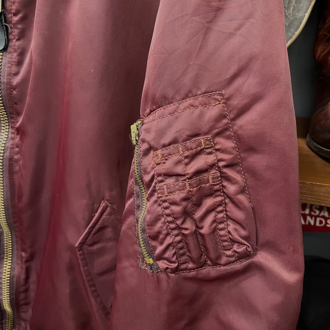 90s USA 빈티지 MA-1 플라이트 자켓 마원 버건디 상품이미지5