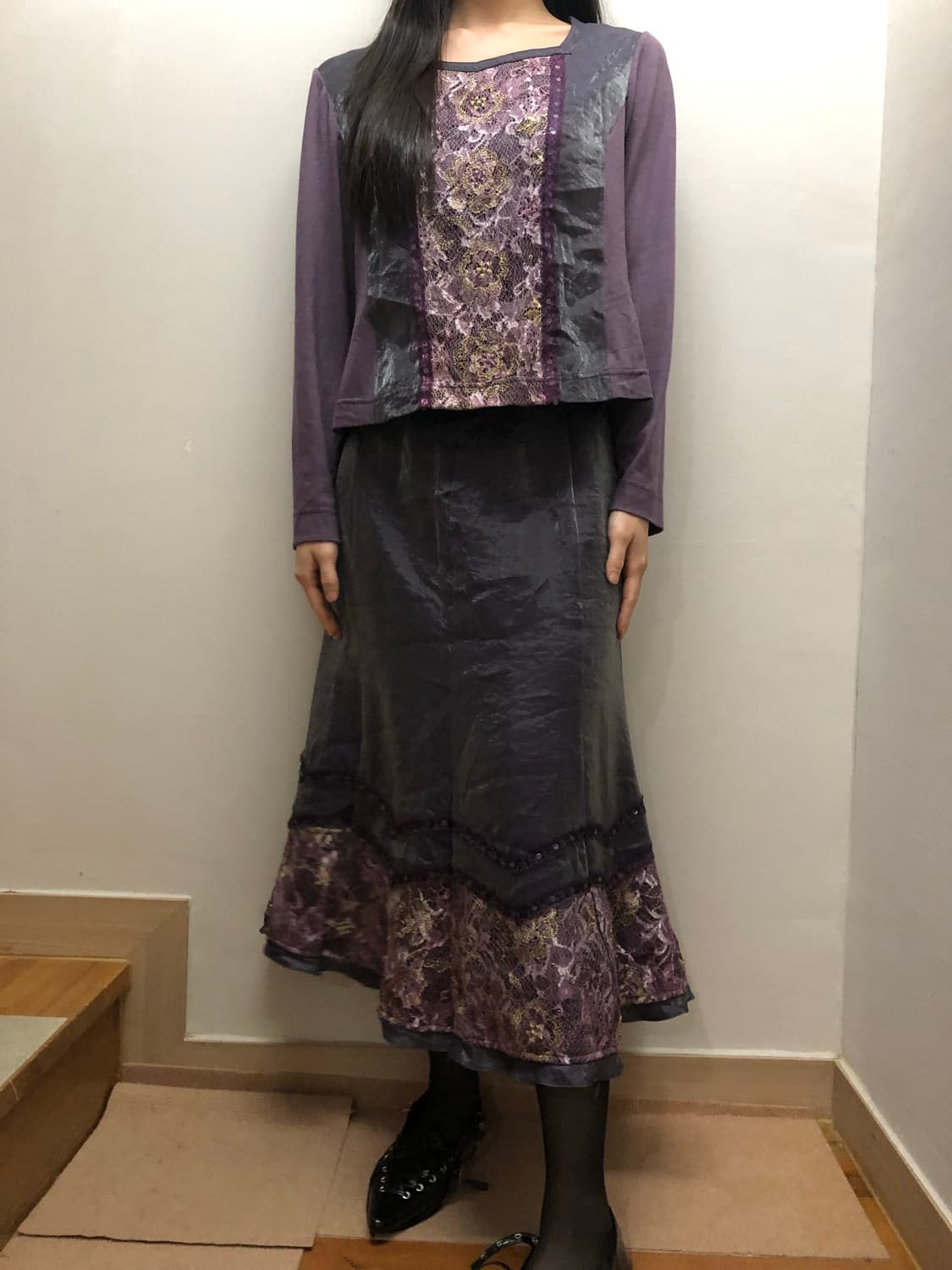 빈티지 퍼플 오리엔탈 셋업 상품이미지4