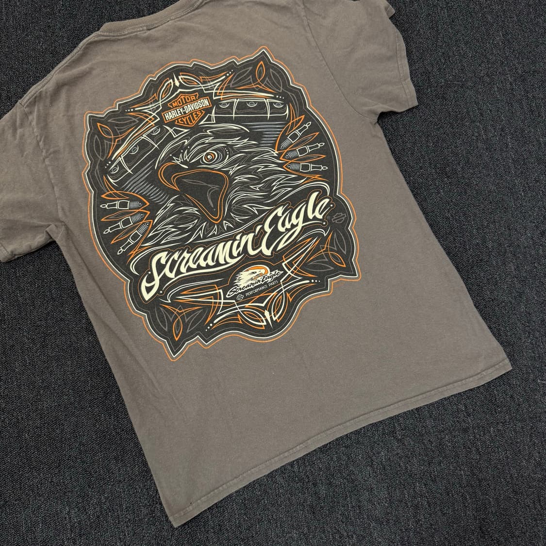 할리데이비슨 Screamin' Eagle 브라운 컬러 빈티지 반팔 티셔츠 상품이미지3