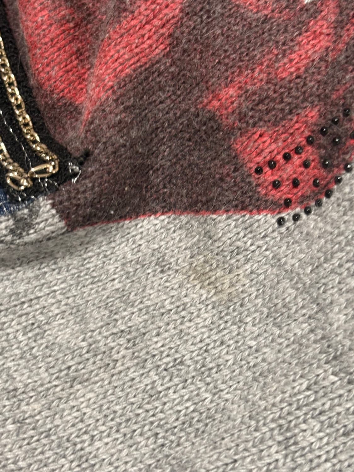 일본 모리걸 Y2k 무드 폼폼이 큐빅 디테일 레이어드 니트 긴팔티 상품이미지3